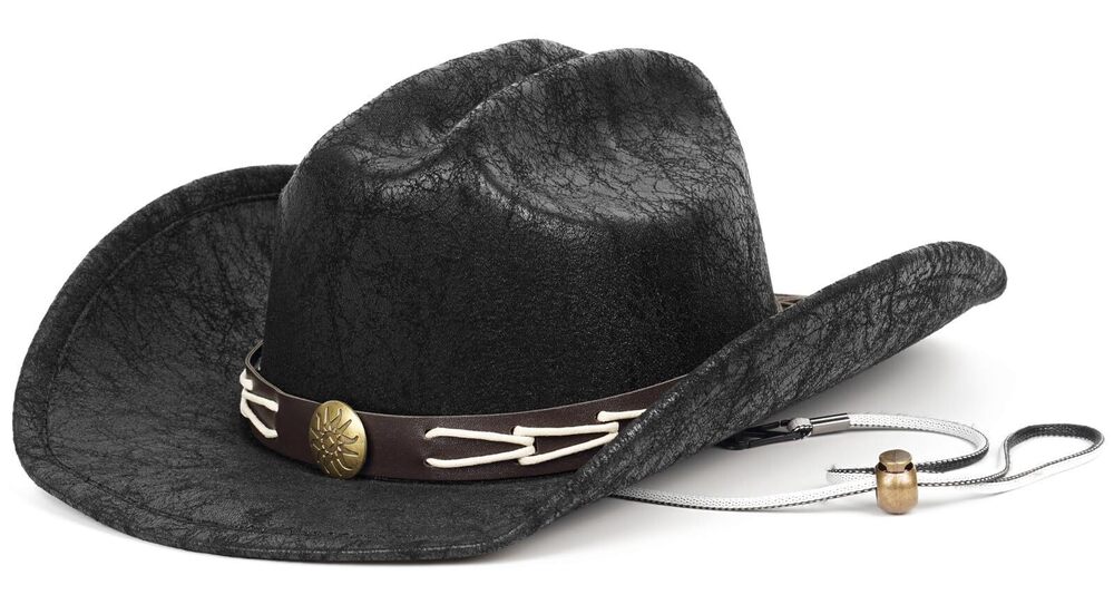 7413 Cowboy Hat & Cowgirl Wide Brim Western Hats with Bands Black